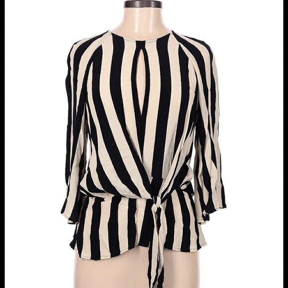 Topshop Striped Open Back Blouse - Picture 1 of 11